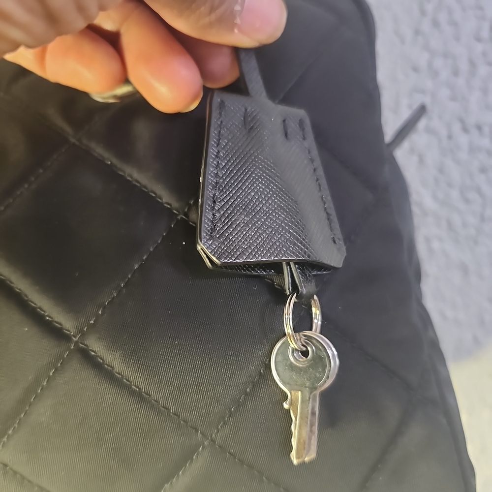 Prada Black Tussu Quilted Nylon Bag + Lock & Key W/Poshmark Authentication - Picture 7 of 15